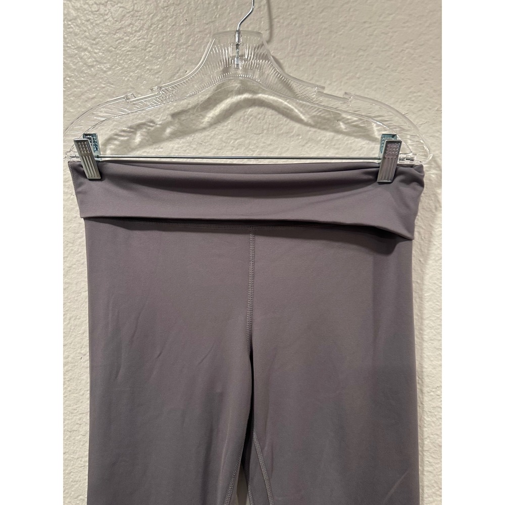 PAC 1980 Women Charcoal Gray Fold Over Waist Flare Yoga Pants Large Activewear - Picture 5 of 9